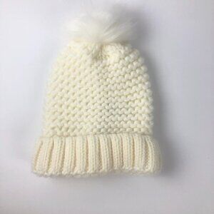 Rampage Women's Beige Knit Pom Beanie Hat